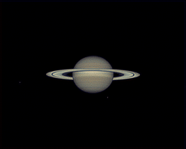 Saturn's moons Tethys and Rhea Oct. 5, 2026