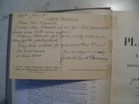 Note to previous book owner from author's second wife