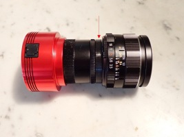 Adapter in Place Between Lens and Camera (Indicated by the Red Arrow)
