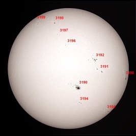 Annotated Image With Sunspot Numbers
